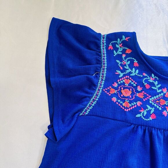 Perch By Blu Pepper Top SZ 1X Plus Embroidered Romantic Lightweight Floral Boho - Picture 3 of 7